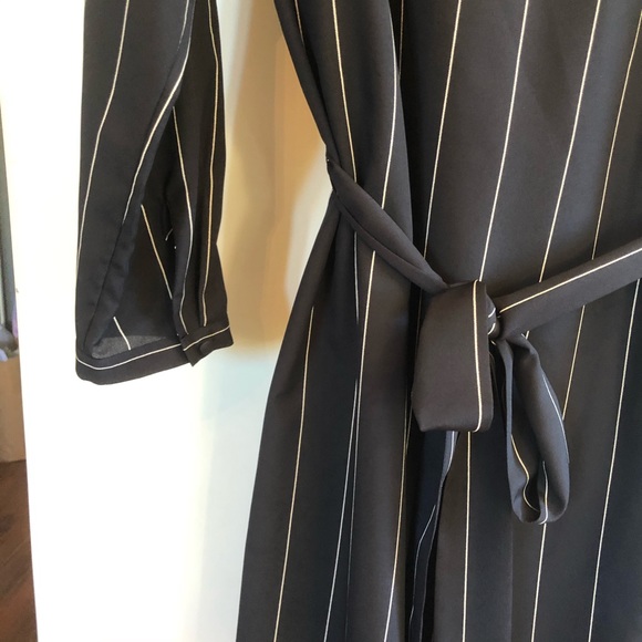 Banana Republic Navy Stripped Ruffle Dress - Picture 2 of 6